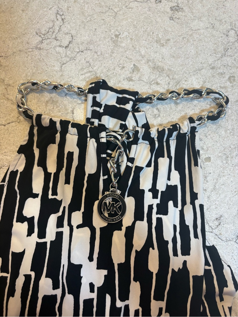 Michael Kors Black and White Chain-Trim Halter Top - Picture 3 of 5